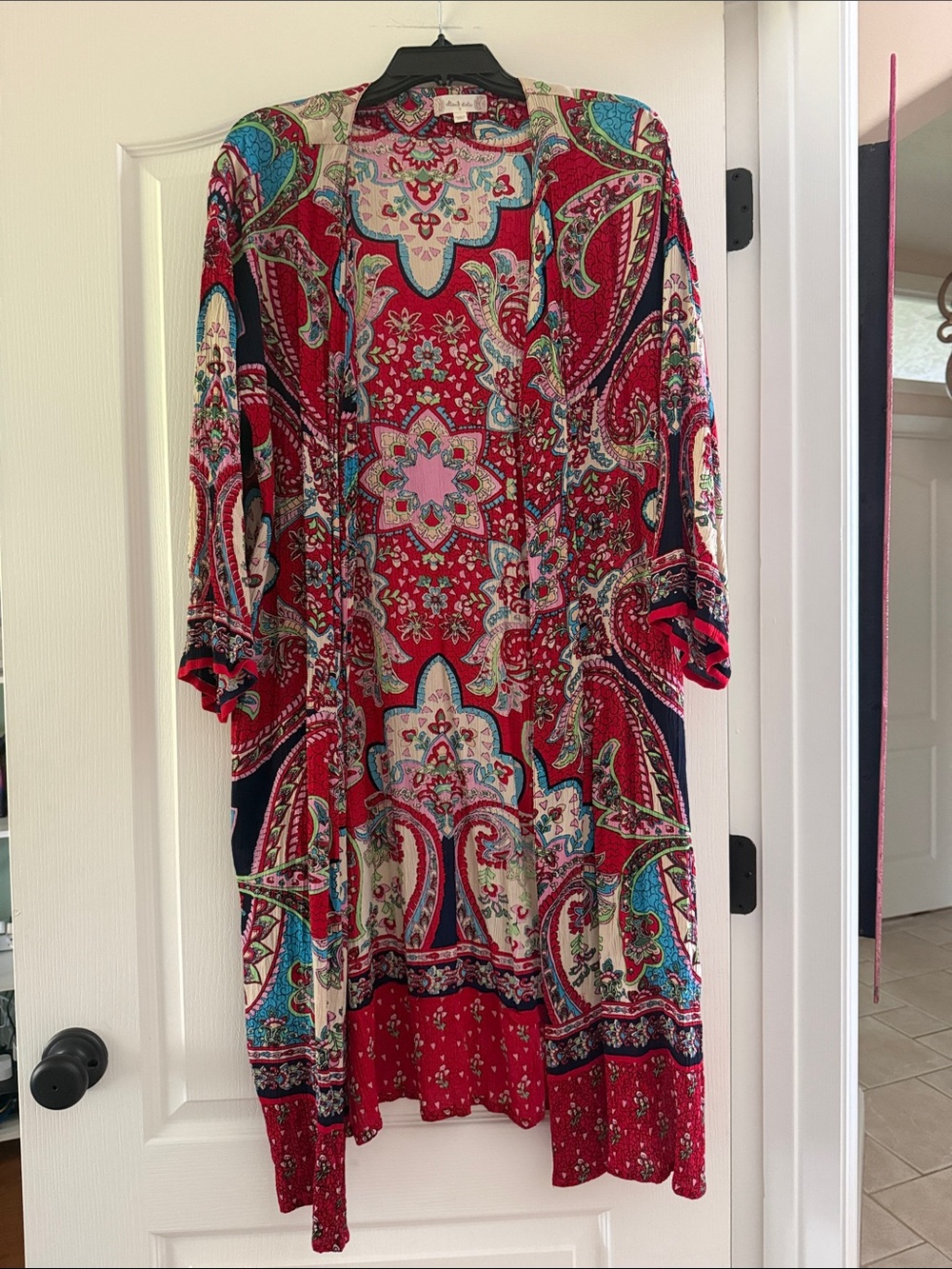Altar'd State Red and Pink Paisley Open Kimono